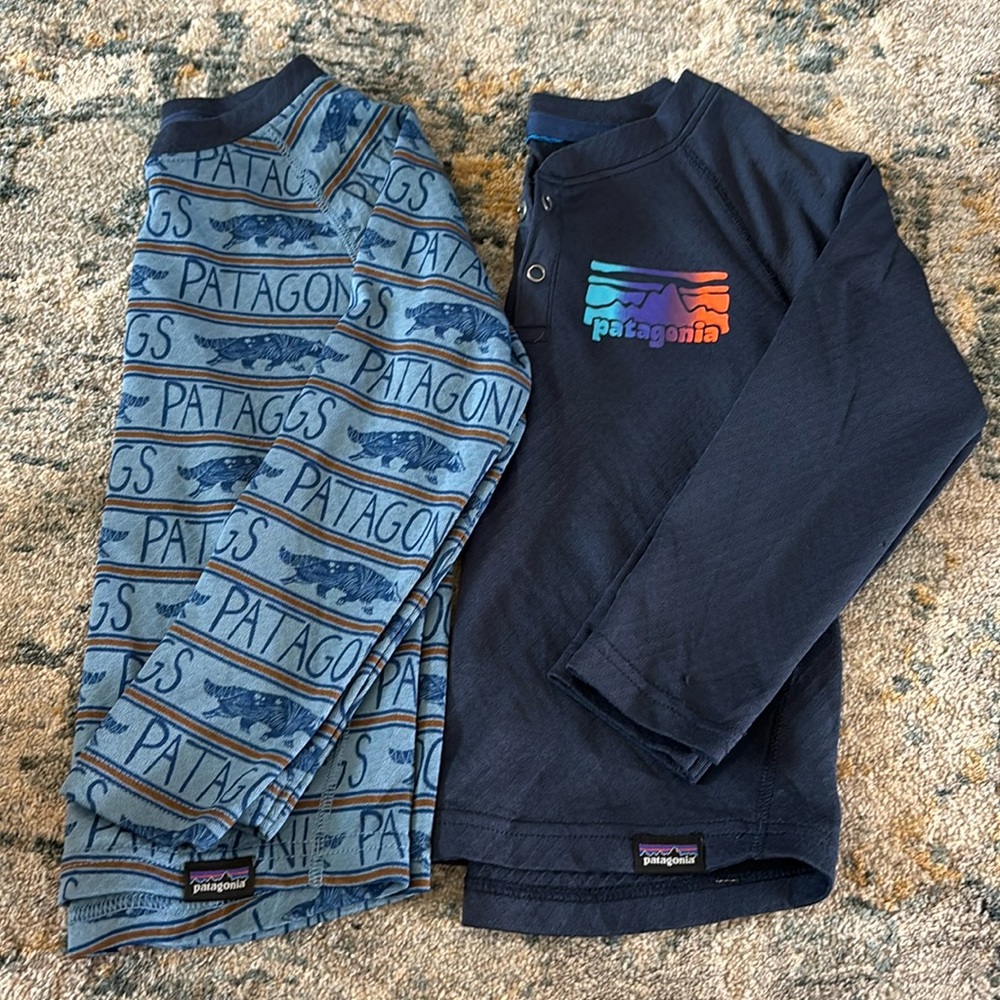 Patagonia Kids Long Sleeve Tees - Blue and Navy
